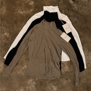 Everlane Long Sleeve Tops - Black, White, Tan